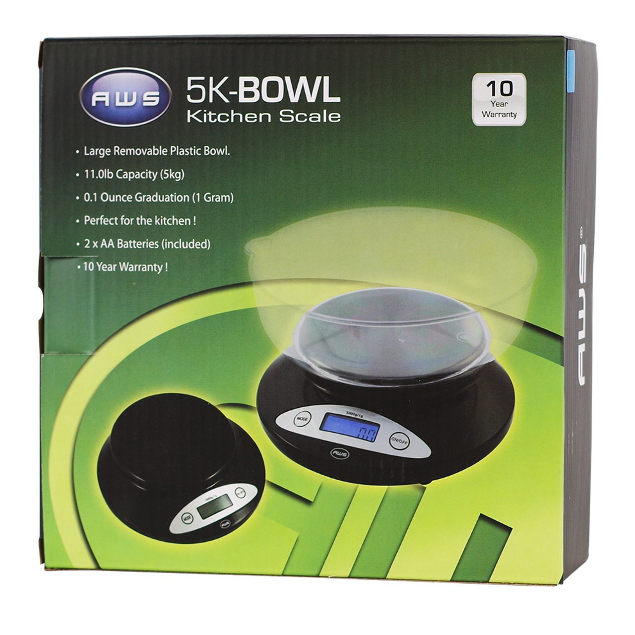 AWS 5K-Bowl Black Kitchen Scale