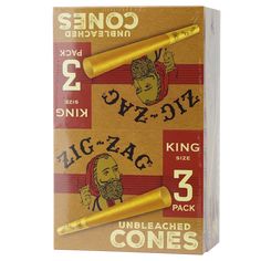 Zig Zag King Size Unbleached Cones 3ct Pack 24ct Display