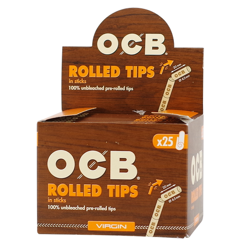 OCB Rolled Tips 25 Tips Per Box 20ct Display