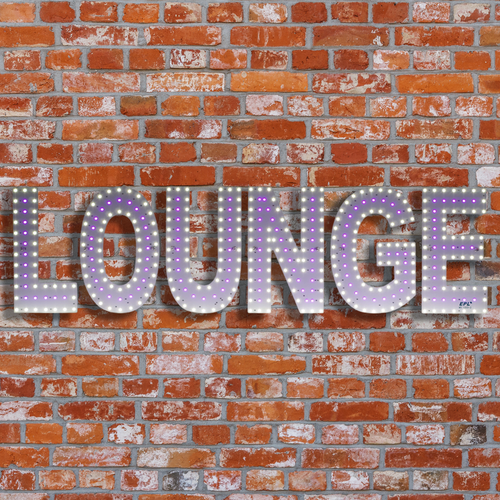 "Lounge" Business Image Sign 9" x 30" White & Purple