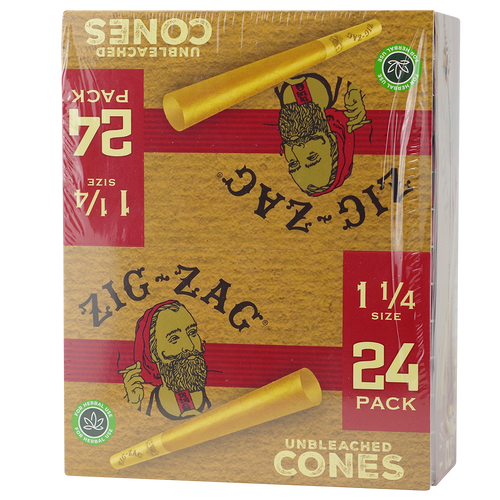 Zig Zag 1 1/4 Unbleached Zig Zag Cones 12pk 24ct Display