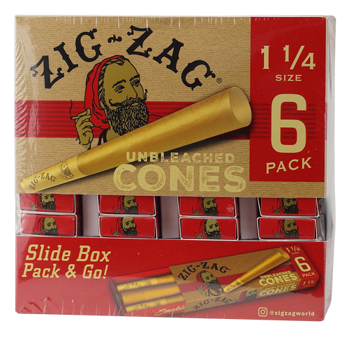 Zig Zag 1 1/4 Unbleached Cones 6pk 36ct Display