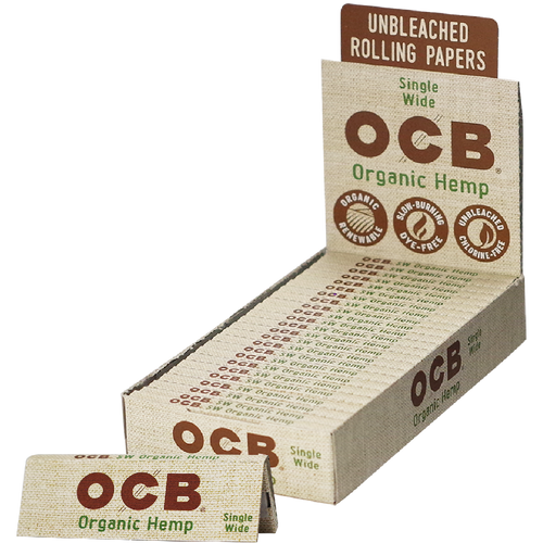 OCB Organic Hemp Single Wide Rolling Papers 24ct Booklet Display