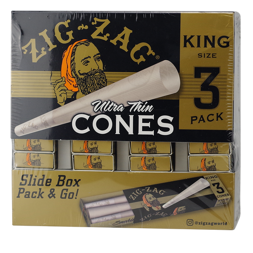 Zig Zag King Size Cones Slide Box 3ct Pack 36ct Display