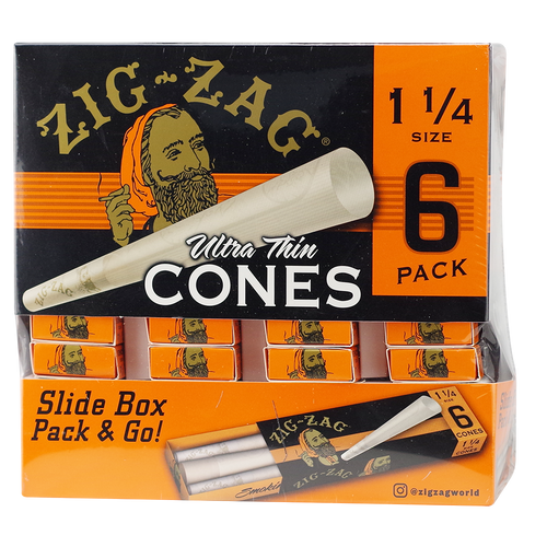 Zig Zag 1 1/4 Ultra Thin Cones 6pk 36ct Display