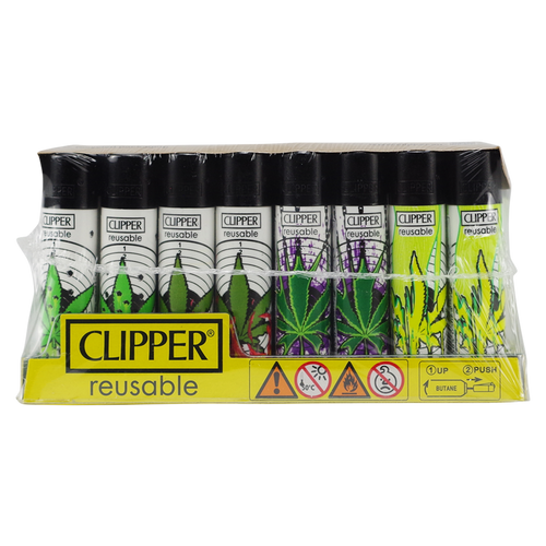 Clipper Green Leaves Design Lighter 48ct Display