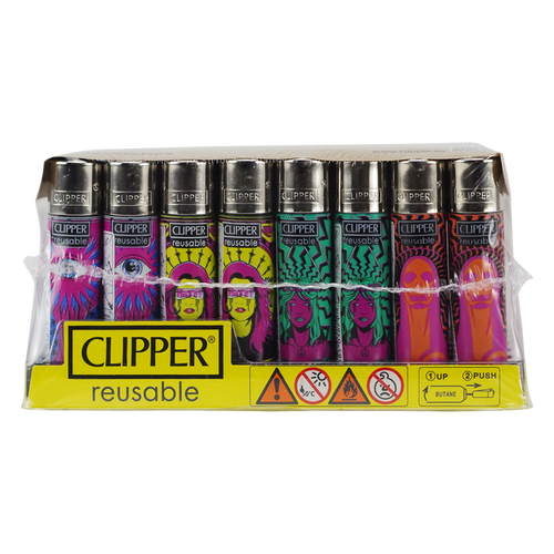 Clipper Psychedelic Hippie Lighters 48ct Display