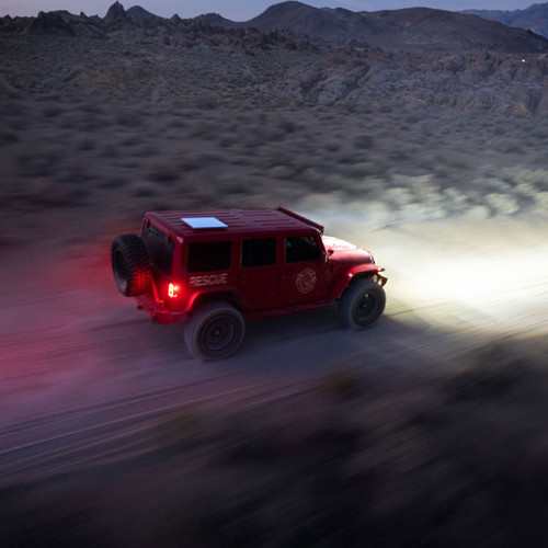 rescue vehicle with Starlink flat high-performance antenna installed