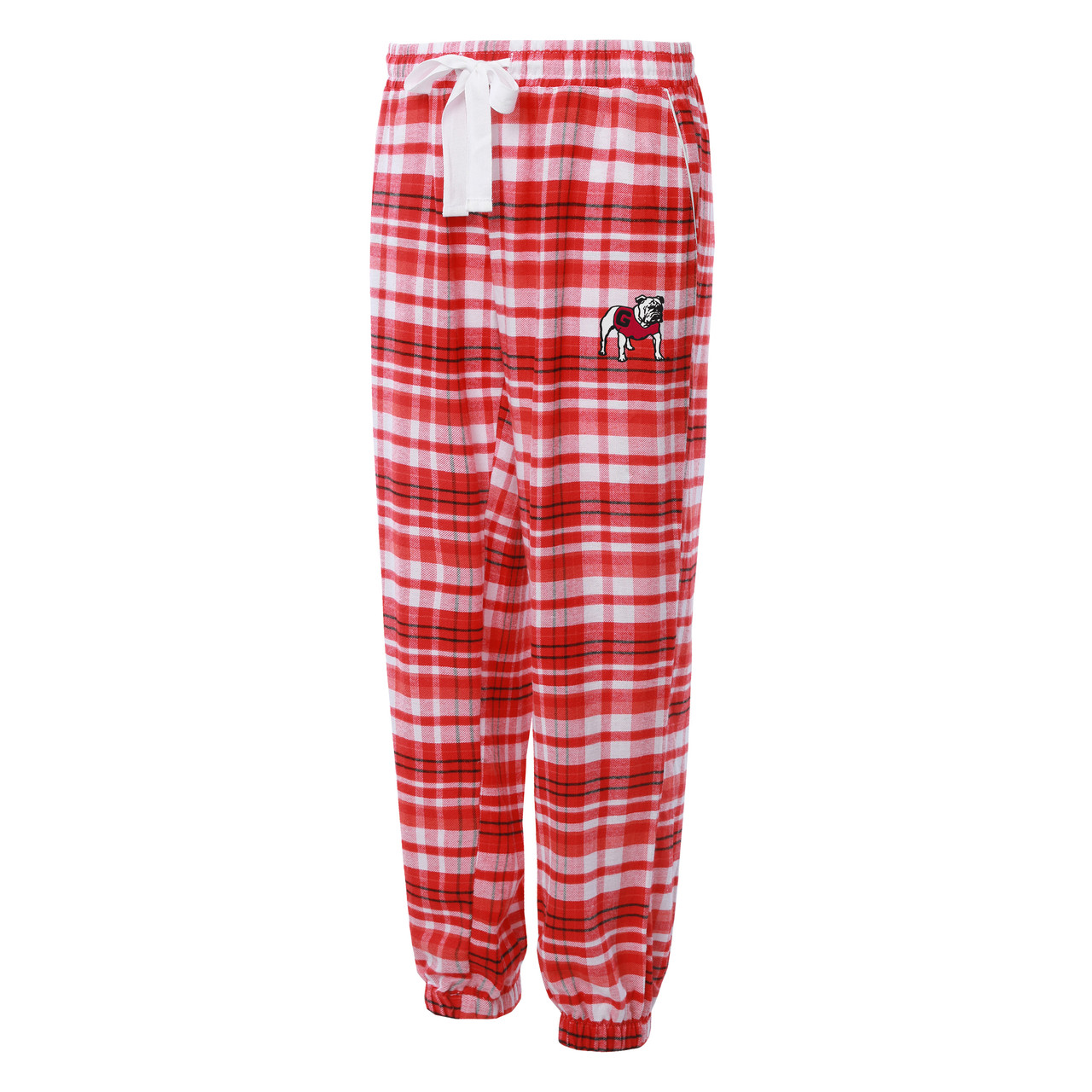 College Concepts Georgia Football UGA Mainstay Womens Embroidered Plaid Flannel  Pajama Pants - Dawg Fans Only
