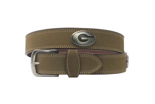 NCAA Georgia Bulldogs Crazyhorse Light Brown Stitch Leather Concho Belt-Size 30 NCAA Georgia Bulldogs Crazyhorse Light Brown Stitch Leather Concho Belt-Size 30