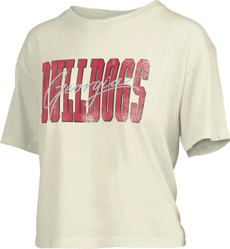 Pressbox UGA Georgia College Bulldogs Everest Tri-Blend Knobi Waist-Length Ladies Short Sleeve Tee
