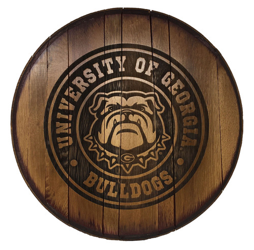 Timeless Etchings University of Georgia Barrelhead Sign with Team Mascot
