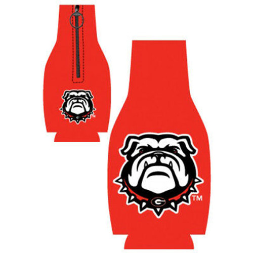 Jay Mac Sports UGA New Mascot Red Zipper Bottle Beverage Insulator