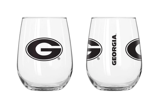 Logo Brands Univeristy of Georgia UGA NCAA 16oz. Curved Beverage Glass