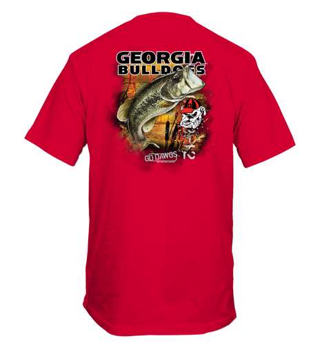 New World Graphics University of Georgia Big Time Bass Mens Comfort Colors Short Sleeve T-shirt Graphic Tee