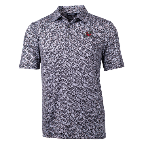 Cutter & Buck Georgia Bulldogs Pike Micro Floral Print Stretch Mens Polo