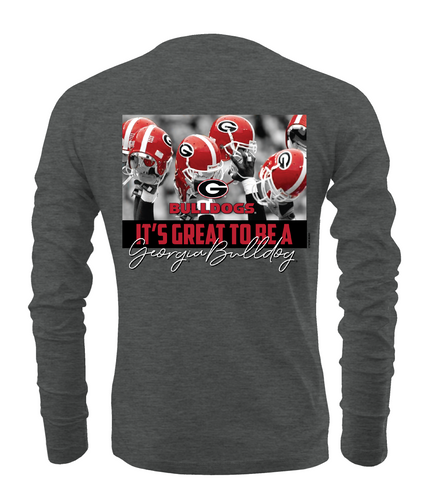 New World Graphics Georgia Collegiate UGA Bulldogs UGA Raised Helmets It's Great To Be A Bulldog Mens Long Sleeve T-shirt Graphic Tee