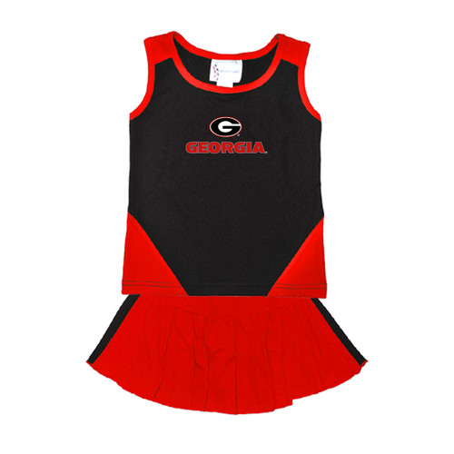 Two Feet Ahead Baby Girls Georgia Bulldogs Football Infant UGA Team Color Performance Tank Top Set