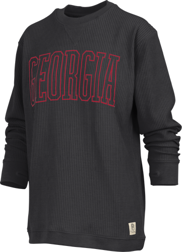 Pressbox Womens Southlawn Long Sleeve Crew Neck Oversized Waffle-Weave Top