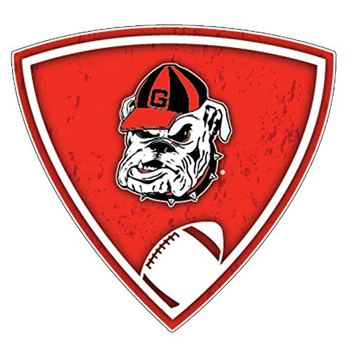 Georgia Bulldogs Retro Shield W/Football Decal Red Georgia Bulldogs Retro Shield W/Football Decal Red