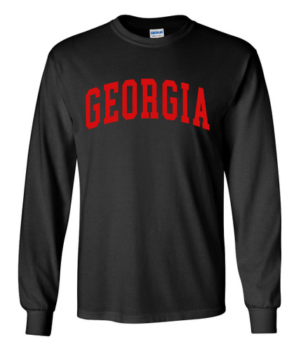 Mens Georgia College Football Long Sleeve T-shirt Graphic Tee