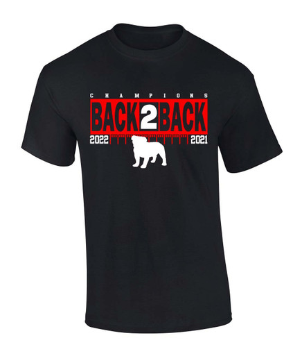Mens Georgia Tshirt Team Color Georgia 2022 Football Back To Back Champs Standing Dawg Yardlines Championship Collection Short Sleeve T-Shirt