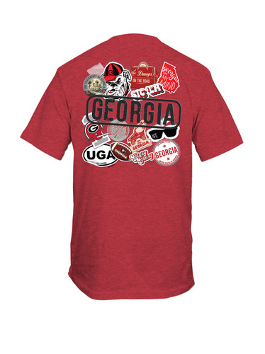 New World Graphics Collegiate Georgia UGA Bulldogs Stickers Short Sleeve T-shirt