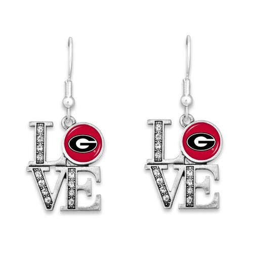 From the Heart Jewelry University of Georgia Women's Rhinestone LOVE Earrings