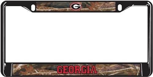 Craftique UGA Georgia Bulldogs Black Metal CAMO License Plate Frame