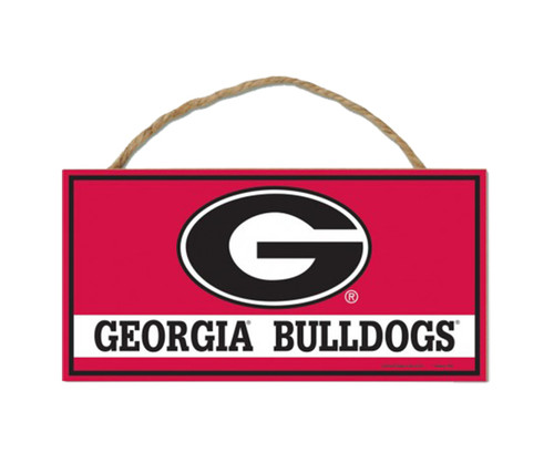 Collegiate Georgia Bulldogs 5 X 10 Inch Wood Sign with Rope Hanger