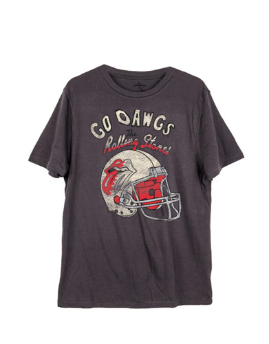 LivyLu Women's UGA Georgia College University Go Dawgs Helmet Lick Thrifted Short Sleeve T-Shirt