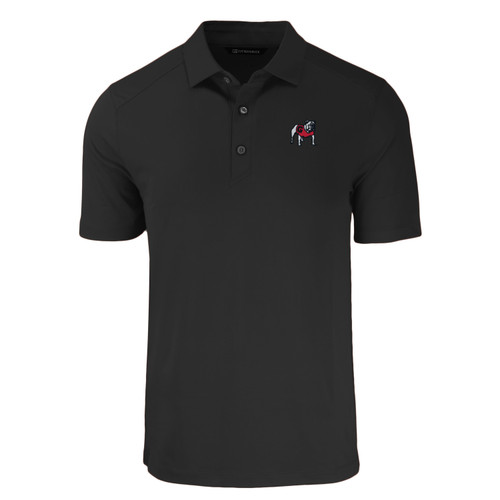 Cutter & Buck UGA Bulldog Crest Forge Eco Stretch Recycled Mens Polo-Black