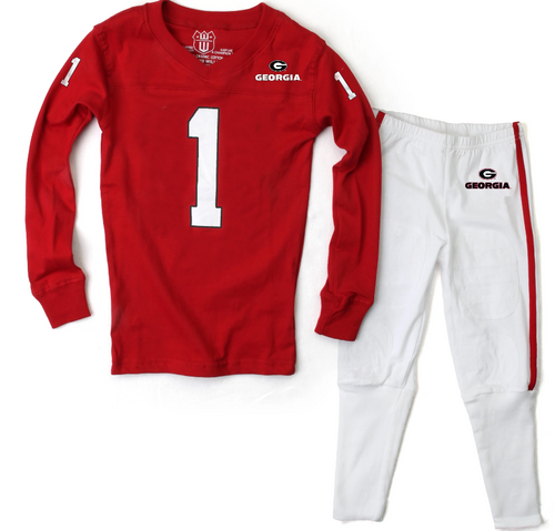 Wes & Willy Georgia Bulldogs LS Football Youth Pajama Shirt And Pants Set Wes & Willy Georgia Bulldogs LS Football Youth Pajama Shirt And Pants Set