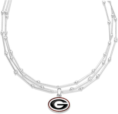 From the Heart Enterprises Georgia Bulldogs Stella Silver Red Multi Line Crystal Necklace Jewelry Gift UGA