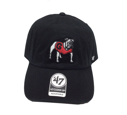 47 Brand NCAA University of Georgia Standing Bulldog Clean Up Adjustable Buckle Back Full Twill Hat, Black 47 Brand NCAA University of Georgia Standing Bulldog Clean Up Adjustable Buckle Back Full Twill Hat, Black