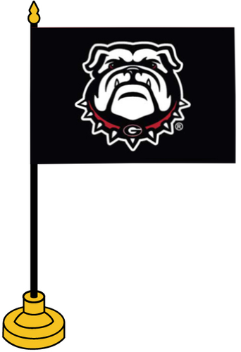 Sewing Concepts UGA 4x6 Inch Dye Sub Black Desk Flag With Bulldog Logo Sewing Concepts UGA 4x6 Inch Dye Sub Black Desk Flag With Bulldog Logo