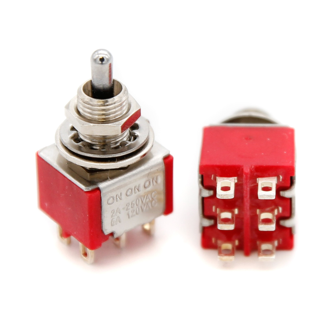 DPDT Toggle Switch ON/ON/ON - Solder Lug - Tall Bushing