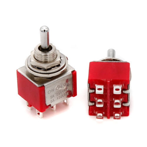DPDT Toggle Switch ON/ON/ON - Solder Lug DPDT Toggle Switch ON/ON/ON - Solder Lug