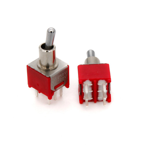 DPDT Sub Mini Toggle Switch - ON/ON - PCB Mount DPDT Sub Mini Toggle Switch - ON/ON - PCB Mount