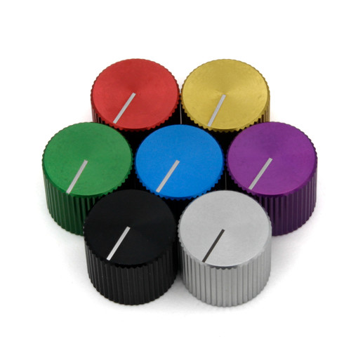 Large Knurled Aluminum Knob, Silver - Guitar Pedal Parts Large Knurled Aluminum Knob, Silver - Guitar Pedal Parts