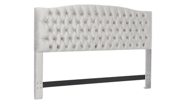 Elle Decor Celeste King Size Tufted Headboard in French Pearl Gray Velvet