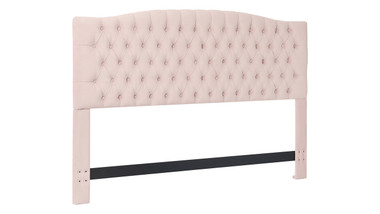 Elle Decor Celeste King Size Tufted Headboard in French Blush Pink Velvet