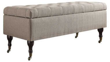 Elle Decor Collette Tufted Storage Bench in French Linen