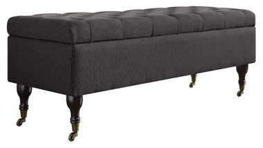 Elle Decor Collette Tufted Storage Bench in French Dark Gray