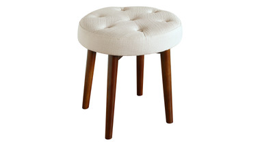 Elle Decor Penelope Round Tufted Stool - Antique Ivory