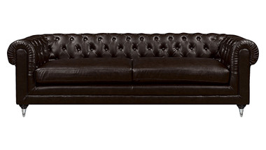 Elle Decor Amery Tufted Sofa, Bonded Leather, French Brown