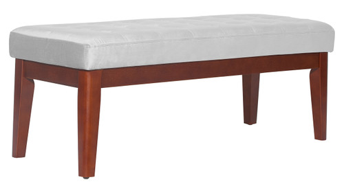 Elle Decor Claire Tufted Upholstered Bench in French Pearl Gray Velvet