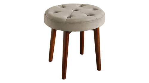 Elle Decor Penelope Round Tufted Stool - Warm Taupe