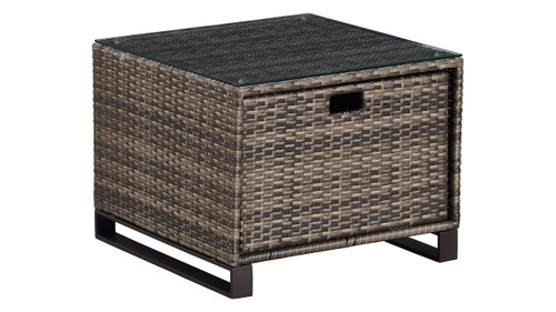 Tommy Hilfiger Oceanside Outdoor Side Table with Storage, Coastal Gray Wicker