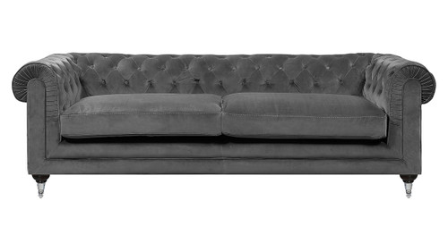 Elle Decor Amery Tufted Sofa, Velvet, French Gunmetal